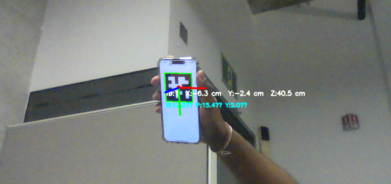 AprilTag pose-estimation test with three-dimensional coordinates