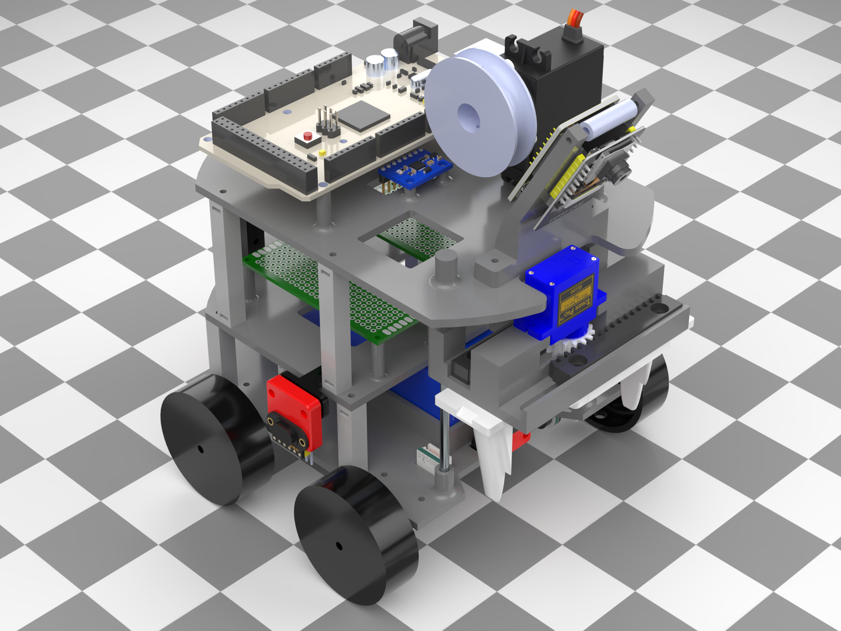 Final autonomous package-delivery robot CAD render